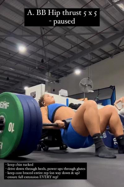 Barbell hip thrust demonstration