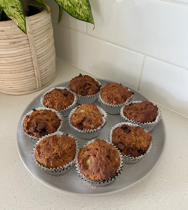 High Protein Choc Chip Banana Muffins