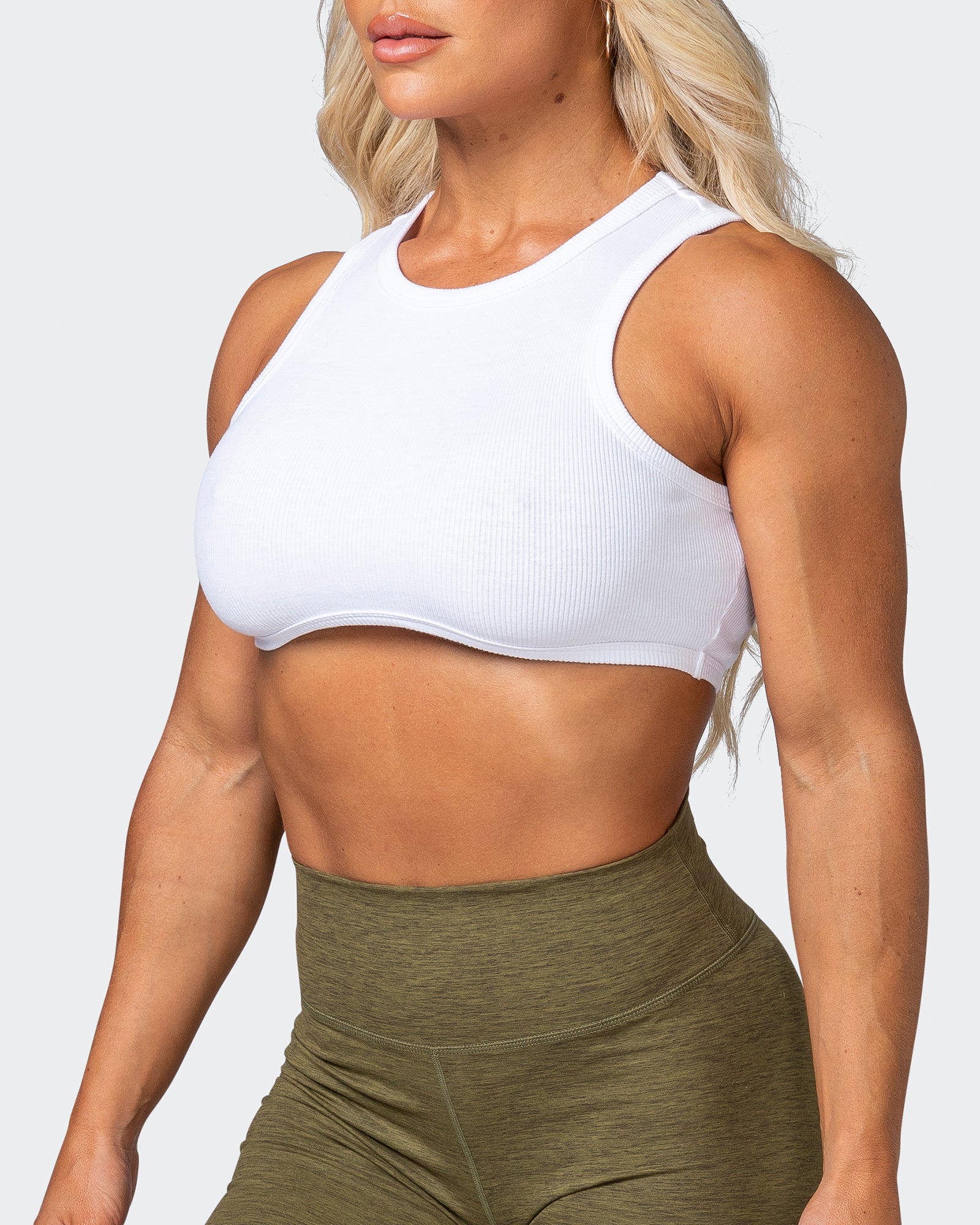 HBxMN Bliss Rib Cropped Tank - White