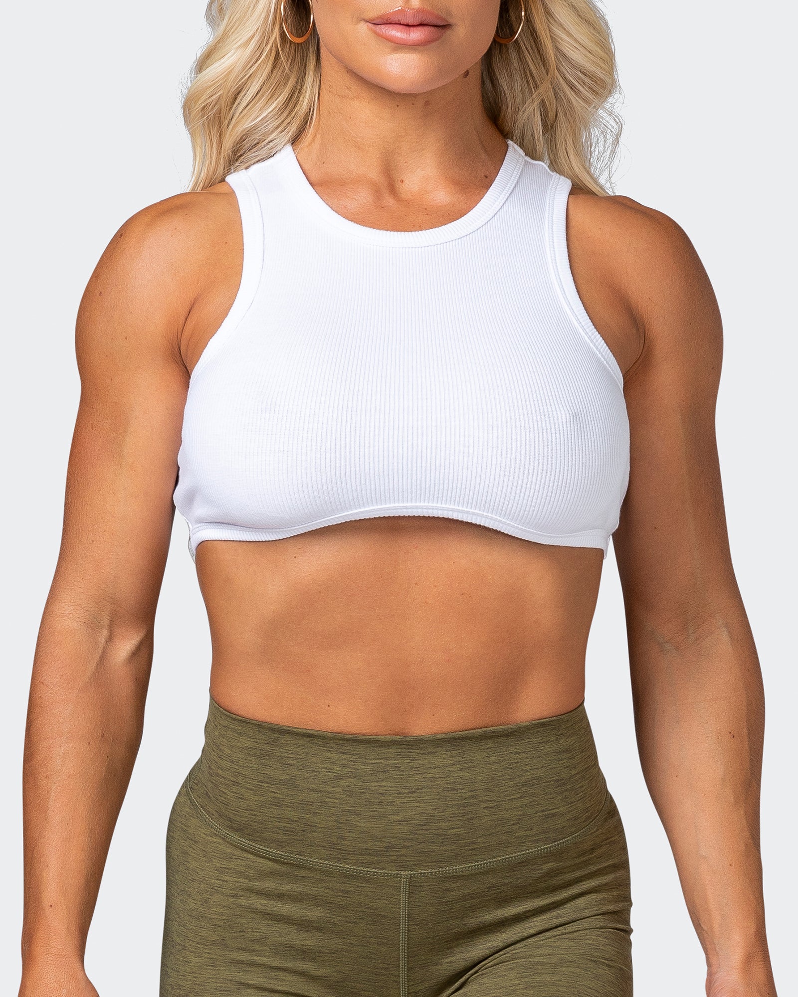 HBxMN Bliss Rib Cropped Tank - White