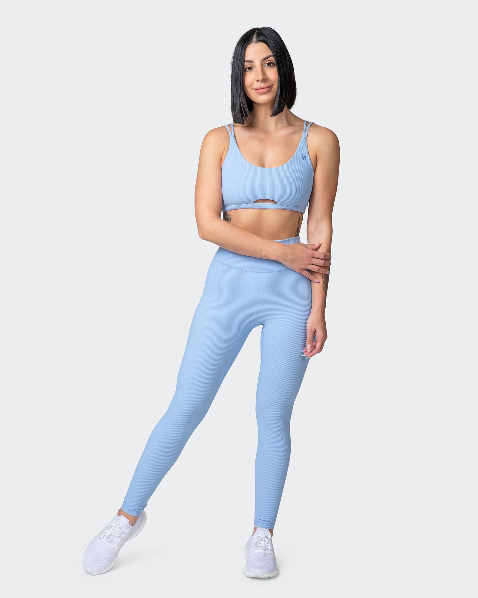 Zero Rise Rib Ankle Length Leggings - Periwinkle