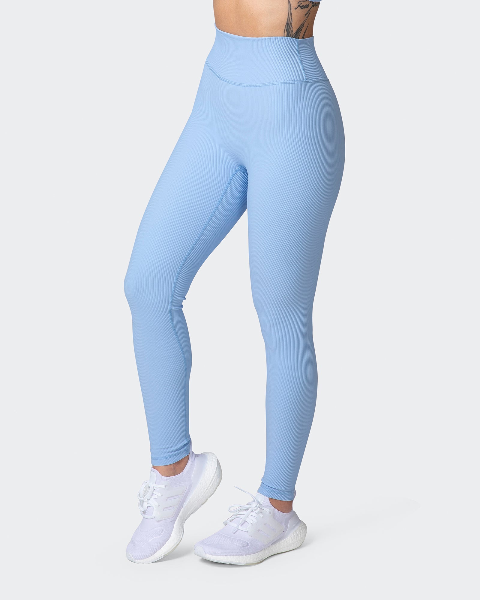 Zero Rise Rib Ankle Length Leggings - Periwinkle