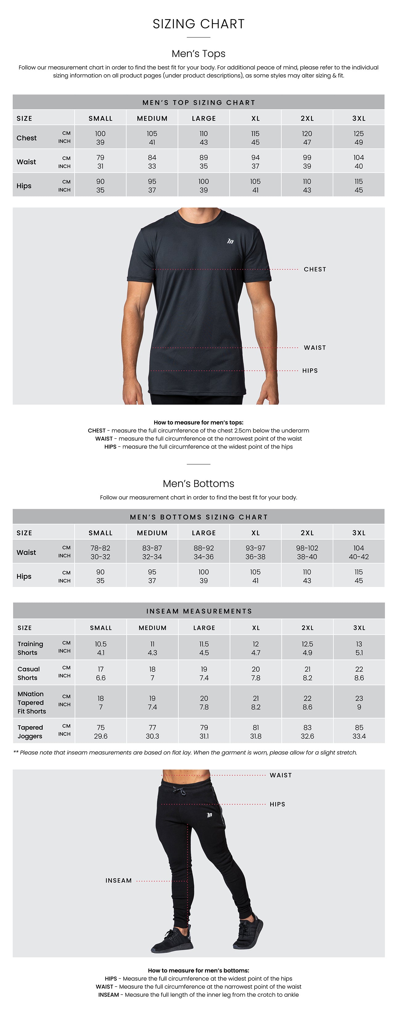 Muscle Nation Mens Size Chart